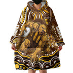 Personalized Hawthorn Hawks AFL Mascot Wearable Blanket Hoodie Aboriginal Dot Art - Dreamtime Football Mascot