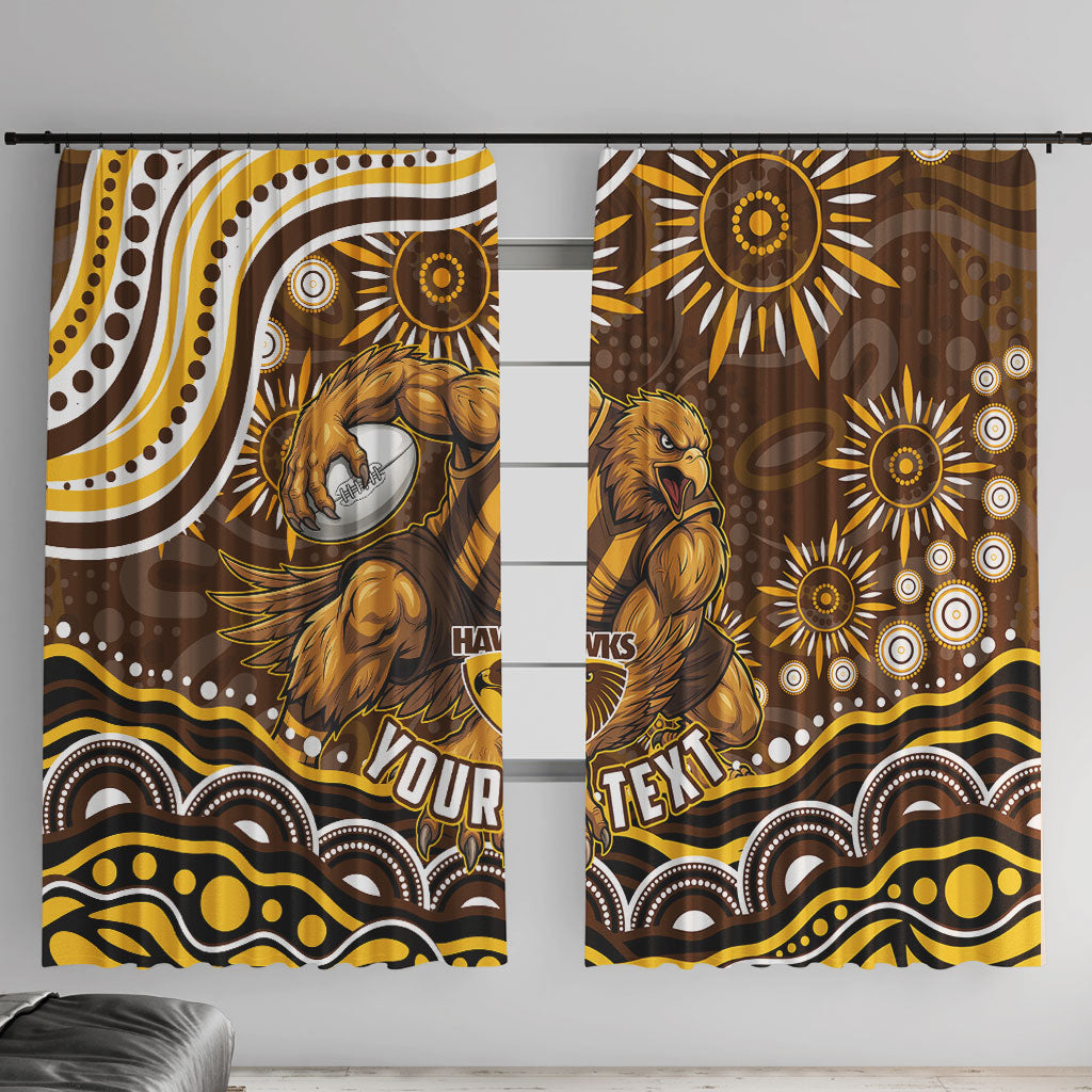 Personalized Hawthorn Hawks AFL Mascot Window Curtain Aboriginal Dot Art - Dreamtime Football Mascot