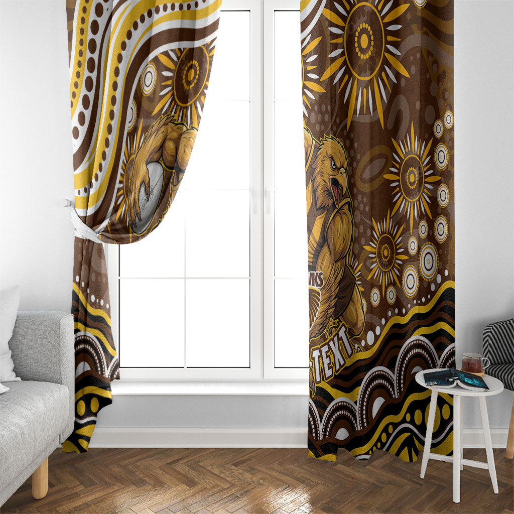 Personalized Hawthorn Hawks AFL Mascot Window Curtain Aboriginal Dot Art - Dreamtime Football Mascot