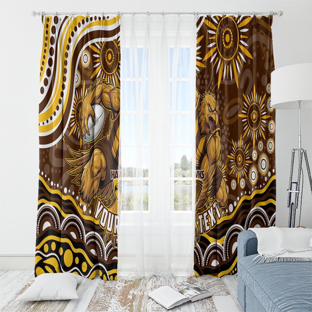 Personalized Hawthorn Hawks AFL Mascot Window Curtain Aboriginal Dot Art - Dreamtime Football Mascot