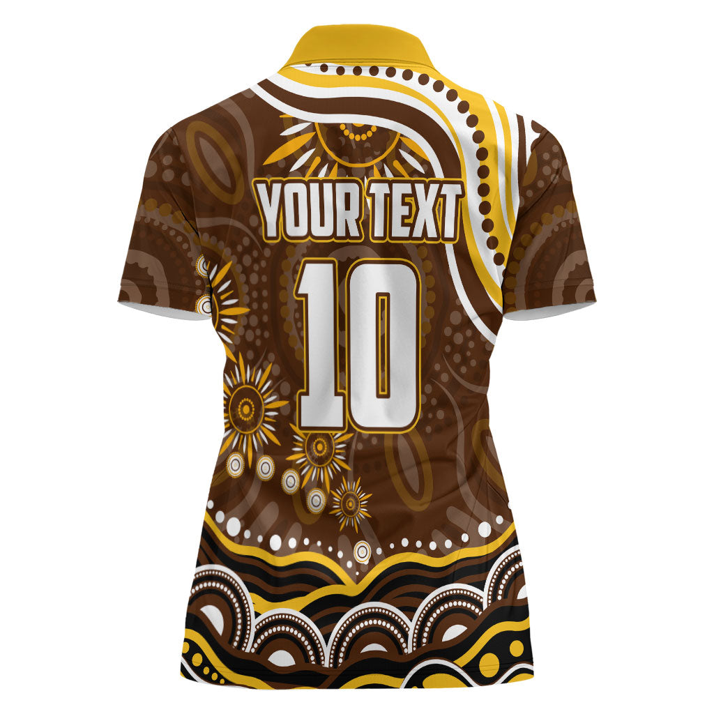 Personalized Hawthorn Hawks AFL Mascot Women Polo Shirt Aboriginal Dot Art - Dreamtime Football Mascot