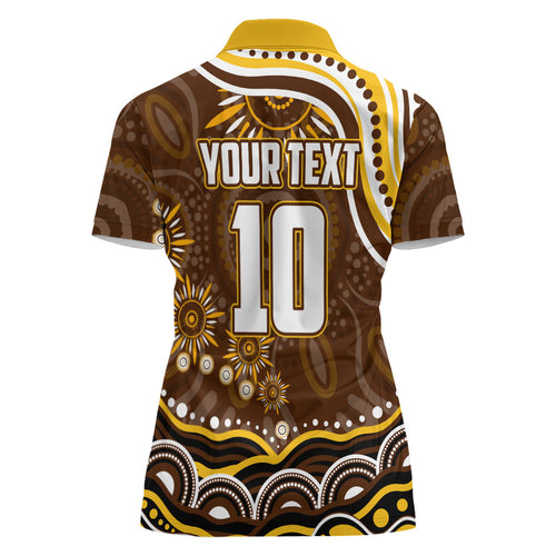 Personalized Hawthorn Hawks AFL Mascot Women Polo Shirt Aboriginal Dot Art - Dreamtime Football Mascot