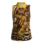 Personalized Hawthorn Hawks AFL Mascot Women Sleeveless Polo Shirt Aboriginal Dot Art - Dreamtime Football Mascot