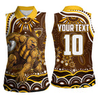 Personalized Hawthorn Hawks AFL Mascot Women Sleeveless Polo Shirt Aboriginal Dot Art - Dreamtime Football Mascot