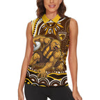 Personalized Hawthorn Hawks AFL Mascot Women Sleeveless Polo Shirt Aboriginal Dot Art - Dreamtime Football Mascot
