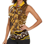 Personalized Hawthorn Hawks AFL Mascot Women Sleeveless Polo Shirt Aboriginal Dot Art - Dreamtime Football Mascot