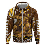 Personalized Hawthorn Hawks AFL Mascot Zip Hoodie Aboriginal Dot Art - Dreamtime Football Mascot