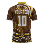 Personalized Hawthorn Hawks AFL Mascot Zipper Polo Shirt Aboriginal Dot Art - Dreamtime Football Mascot