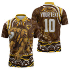 Personalized Hawthorn Hawks AFL Mascot Zipper Polo Shirt Aboriginal Dot Art - Dreamtime Football Mascot