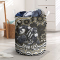 Personalized Collingwood Magpies Football Laundry Basket Aboriginal Dot Art - Dreamtime Football Mascot