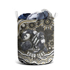Personalized Collingwood Magpies Football Laundry Basket Aboriginal Dot Art - Dreamtime Football Mascot