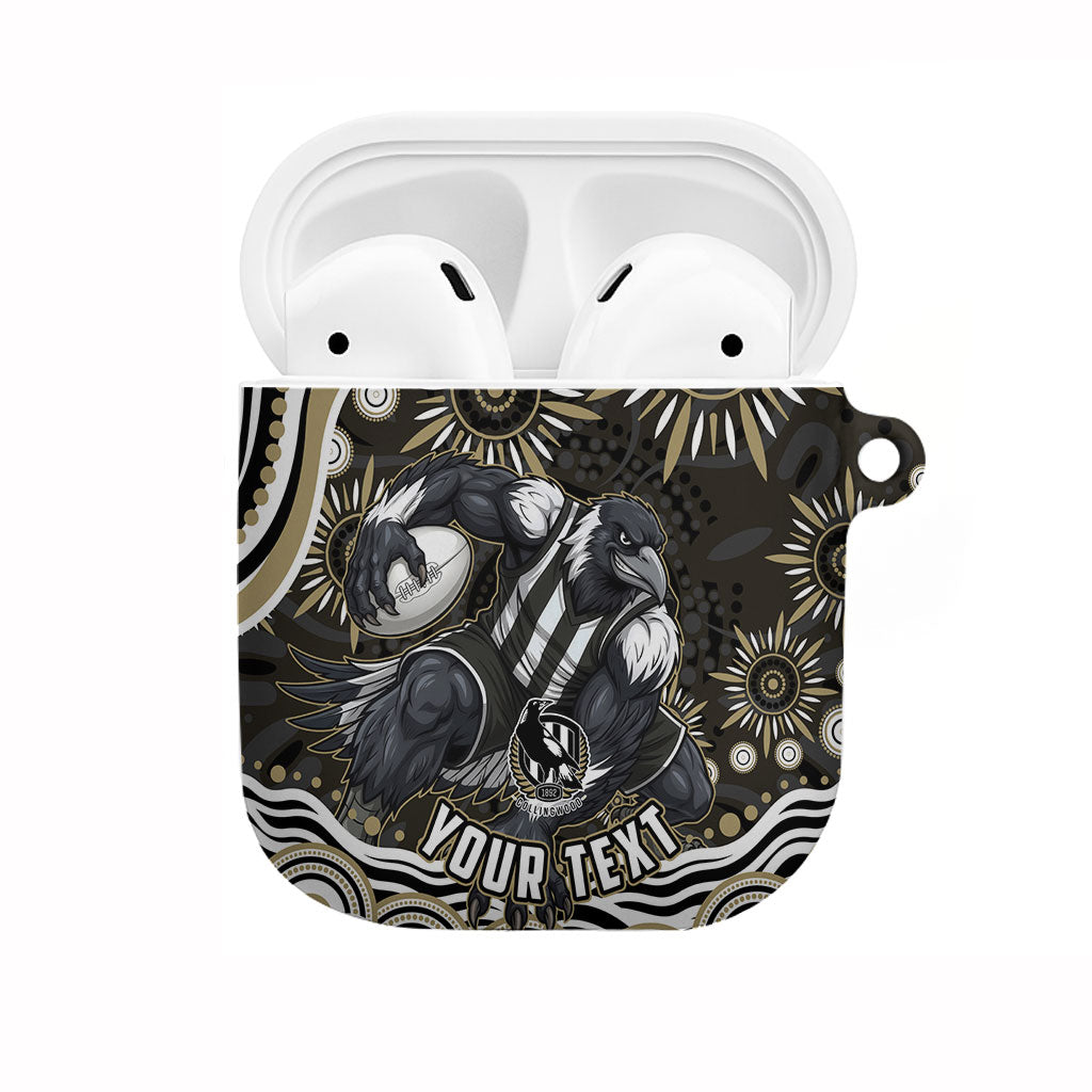 Personalized Collingwood Magpies Football AirPods Case Aboriginal Dot Art - Dreamtime Football Mascot