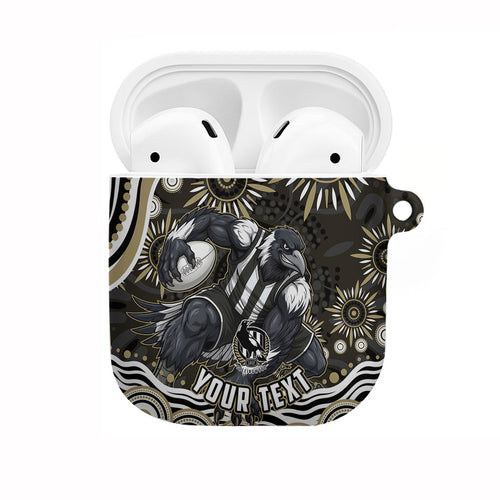 Personalized Collingwood Magpies Football AirPods Case Aboriginal Dot Art - Dreamtime Football Mascot