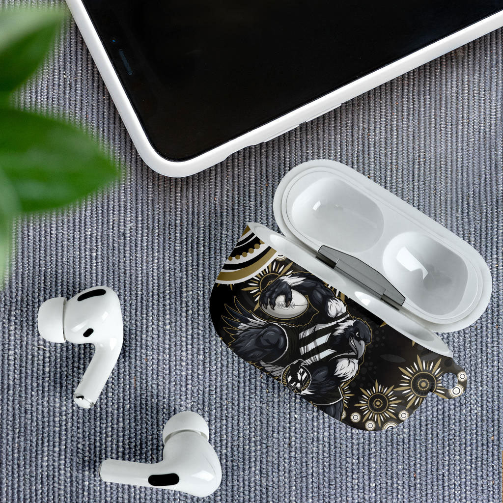 Personalized Collingwood Magpies Football AirPods Case Aboriginal Dot Art - Dreamtime Football Mascot
