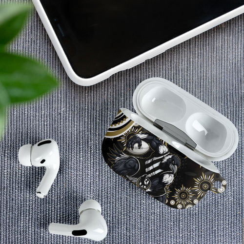Personalized Collingwood Magpies Football AirPods Case Aboriginal Dot Art - Dreamtime Football Mascot
