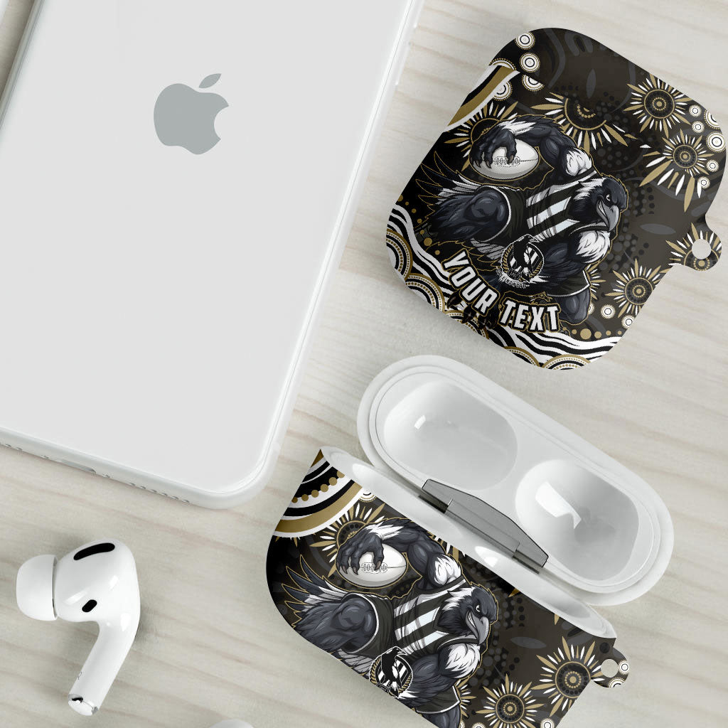 Personalized Collingwood Magpies Football AirPods Case Aboriginal Dot Art - Dreamtime Football Mascot