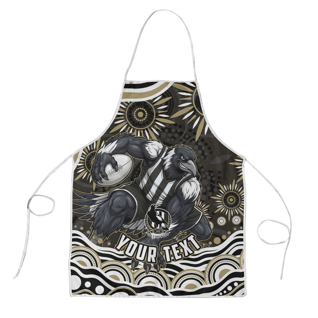 Personalized Collingwood Magpies Football Apron Aboriginal Dot Art - Dreamtime Football Mascot
