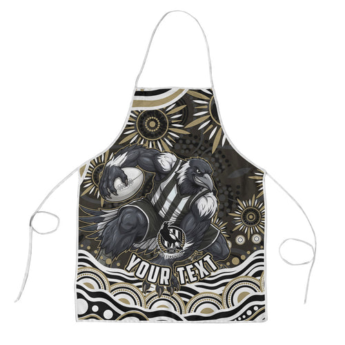 Personalized Collingwood Magpies Football Apron Aboriginal Dot Art - Dreamtime Football Mascot
