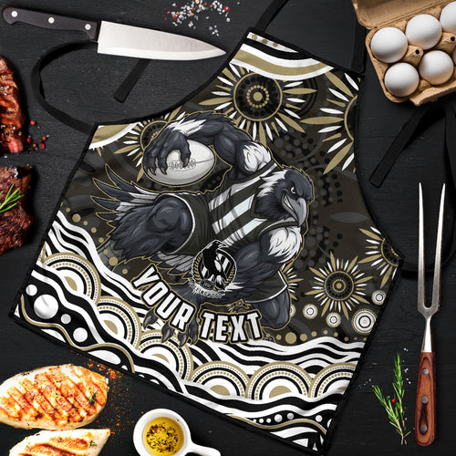 Personalized Collingwood Magpies Football Apron Aboriginal Dot Art - Dreamtime Football Mascot