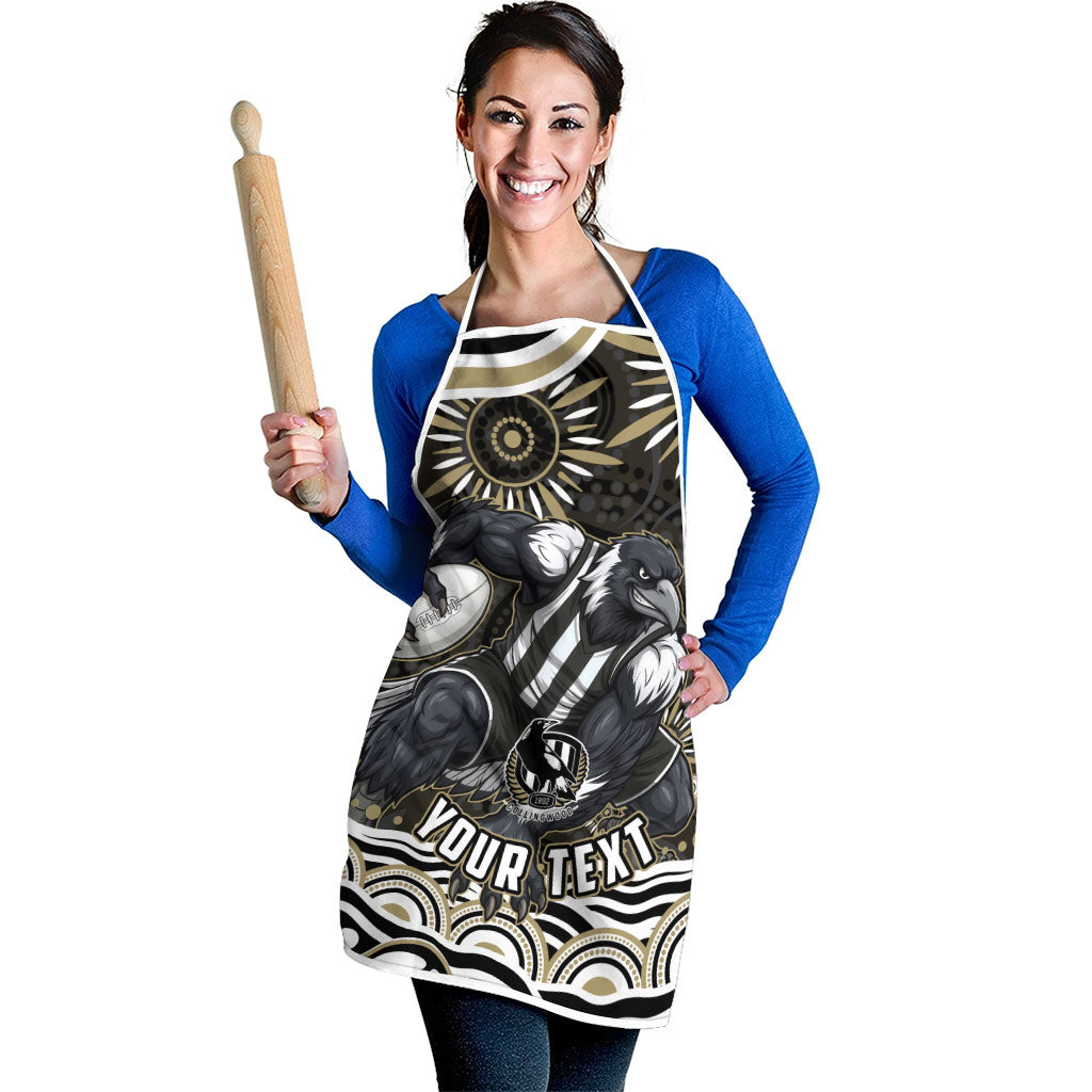 Personalized Collingwood Magpies Football Apron Aboriginal Dot Art - Dreamtime Football Mascot