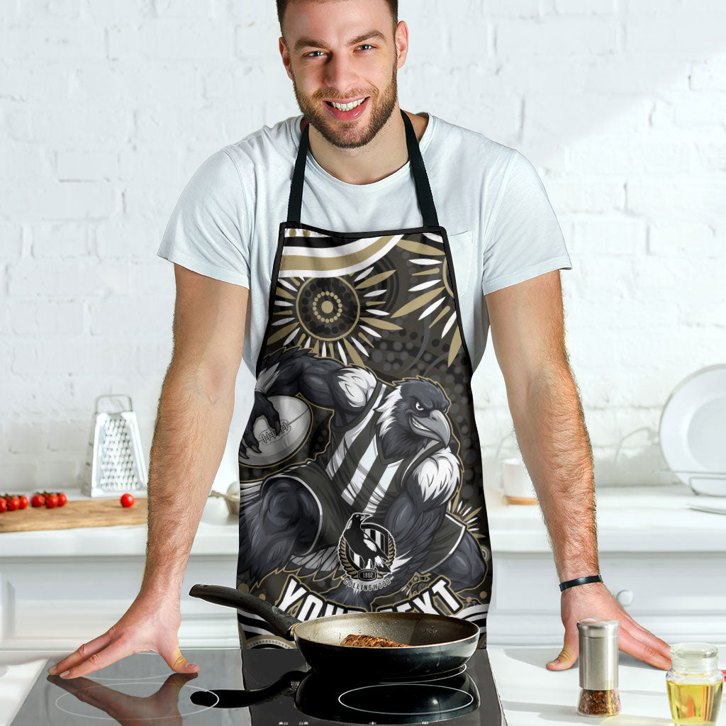 Personalized Collingwood Magpies Football Apron Aboriginal Dot Art - Dreamtime Football Mascot