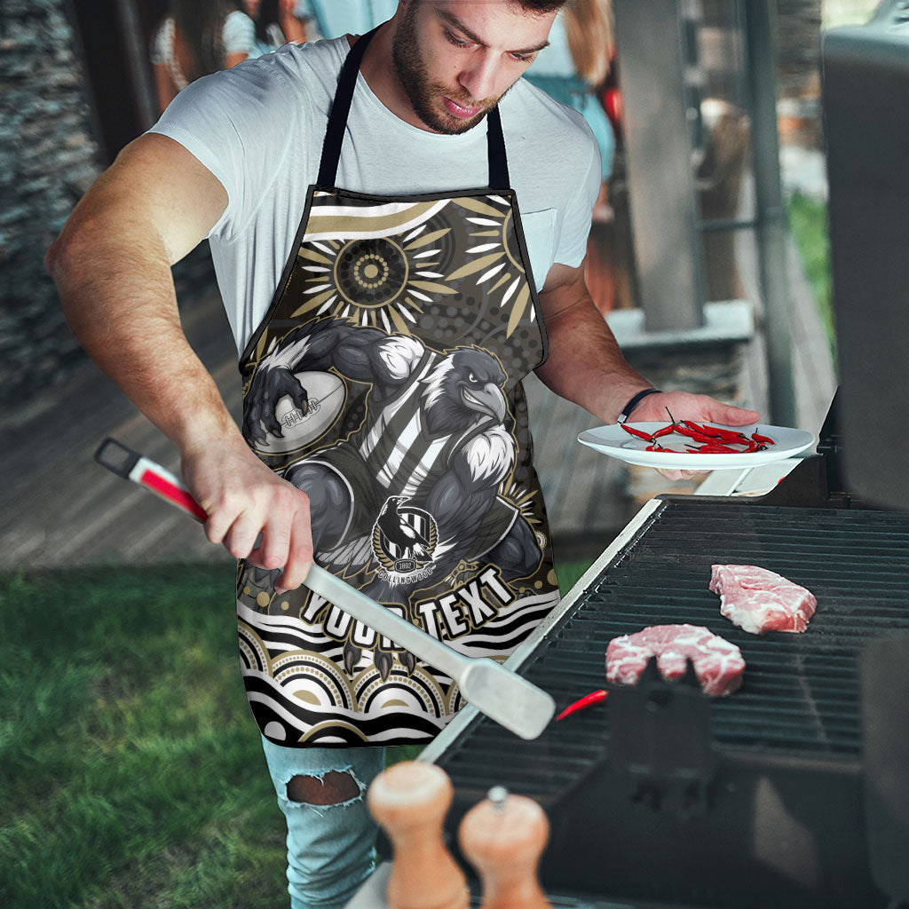 Personalized Collingwood Magpies Football Apron Aboriginal Dot Art - Dreamtime Football Mascot