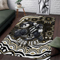 Personalized Collingwood Magpies Football Area Rug Aboriginal Dot Art - Dreamtime Football Mascot