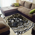 Personalized Collingwood Magpies Football Area Rug Aboriginal Dot Art - Dreamtime Football Mascot