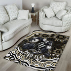 Personalized Collingwood Magpies Football Area Rug Aboriginal Dot Art - Dreamtime Football Mascot
