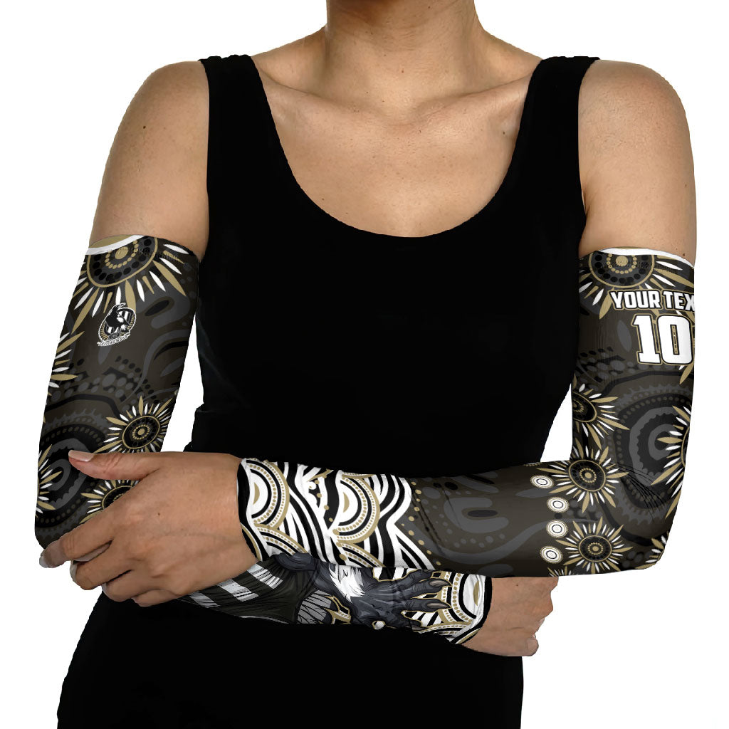 Personalized Collingwood Magpies Football Arm Sleeves Aboriginal Dot Art - Dreamtime Football Mascot