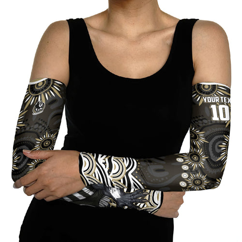 Personalized Collingwood Magpies Football Arm Sleeves Aboriginal Dot Art - Dreamtime Football Mascot