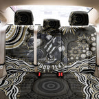 Personalized Collingwood Magpies Football Back Car Seat Cover Aboriginal Dot Art - Dreamtime Football Mascot