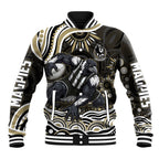 Personalized Collingwood Magpies Football Baseball Jacket Aboriginal Dot Art - Dreamtime Football Mascot