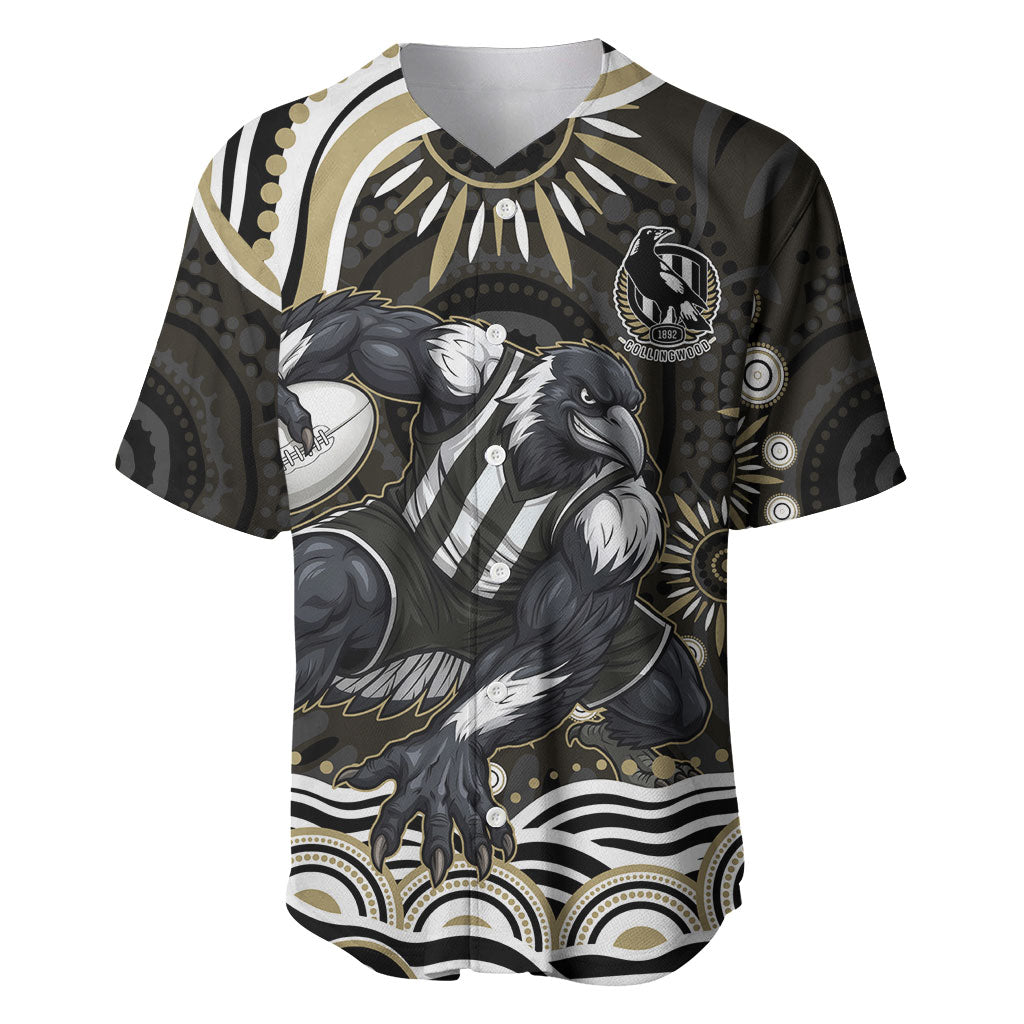 Personalized Collingwood Magpies Football Baseball Jersey Aboriginal Dot Art - Dreamtime Football Mascot