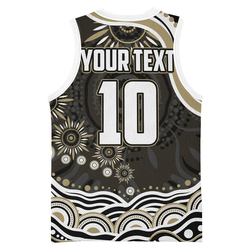 Personalized Collingwood Magpies Football Basketball Jersey Aboriginal Dot Art - Dreamtime Football Mascot