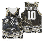 Personalized Collingwood Magpies Football Basketball Jersey Aboriginal Dot Art - Dreamtime Football Mascot