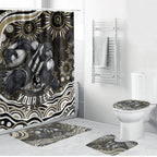 Personalized Collingwood Magpies Football Bathroom Set Aboriginal Dot Art - Dreamtime Football Mascot