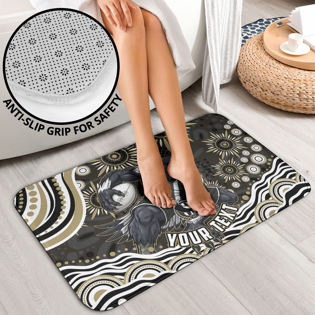 Personalized Collingwood Magpies Football Bathroom Set Aboriginal Dot Art - Dreamtime Football Mascot