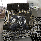 Personalized Collingwood Magpies Football Bedding Set Aboriginal Dot Art - Dreamtime Football Mascot