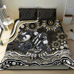 Personalized Collingwood Magpies Football Bedding Set Aboriginal Dot Art - Dreamtime Football Mascot