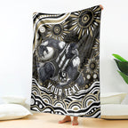 Personalized Collingwood Magpies Football Blanket Aboriginal Dot Art - Dreamtime Football Mascot
