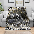 Personalized Collingwood Magpies Football Blanket Aboriginal Dot Art - Dreamtime Football Mascot