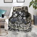Personalized Collingwood Magpies Football Blanket Aboriginal Dot Art - Dreamtime Football Mascot