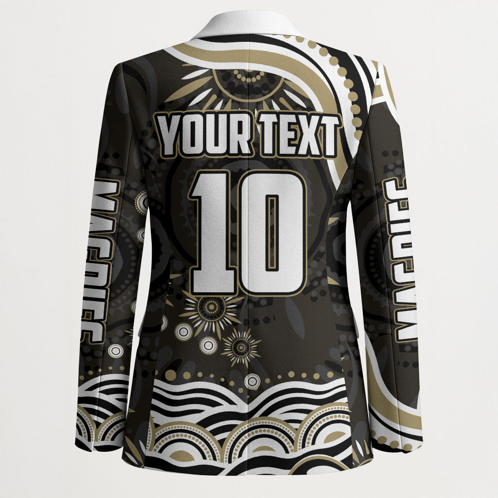 Personalized Collingwood Magpies Football Blazer Aboriginal Dot Art - Dreamtime Football Mascot