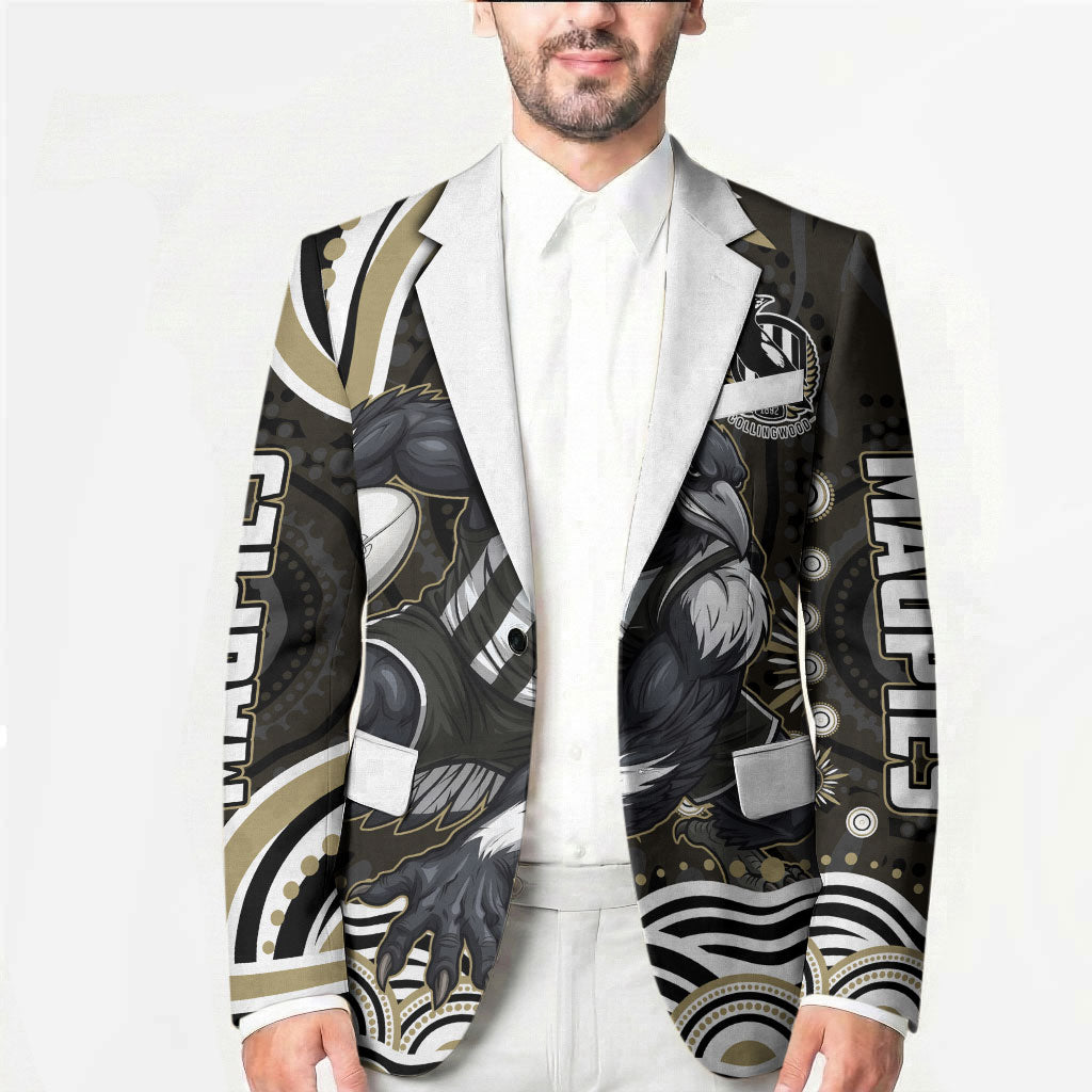 Personalized Collingwood Magpies Football Blazer Aboriginal Dot Art - Dreamtime Football Mascot