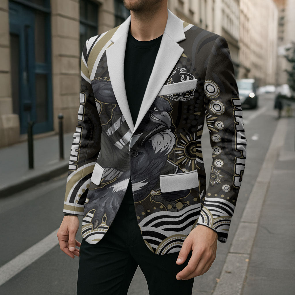 Personalized Collingwood Magpies Football Blazer Aboriginal Dot Art - Dreamtime Football Mascot