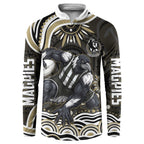 Personalized Collingwood Magpies Football Button Sweatshirt Aboriginal Dot Art - Dreamtime Football Mascot