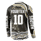 Personalized Collingwood Magpies Football Button Sweatshirt Aboriginal Dot Art - Dreamtime Football Mascot