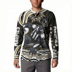 Personalized Collingwood Magpies Football Button Sweatshirt Aboriginal Dot Art - Dreamtime Football Mascot