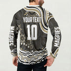 Personalized Collingwood Magpies Football Button Sweatshirt Aboriginal Dot Art - Dreamtime Football Mascot